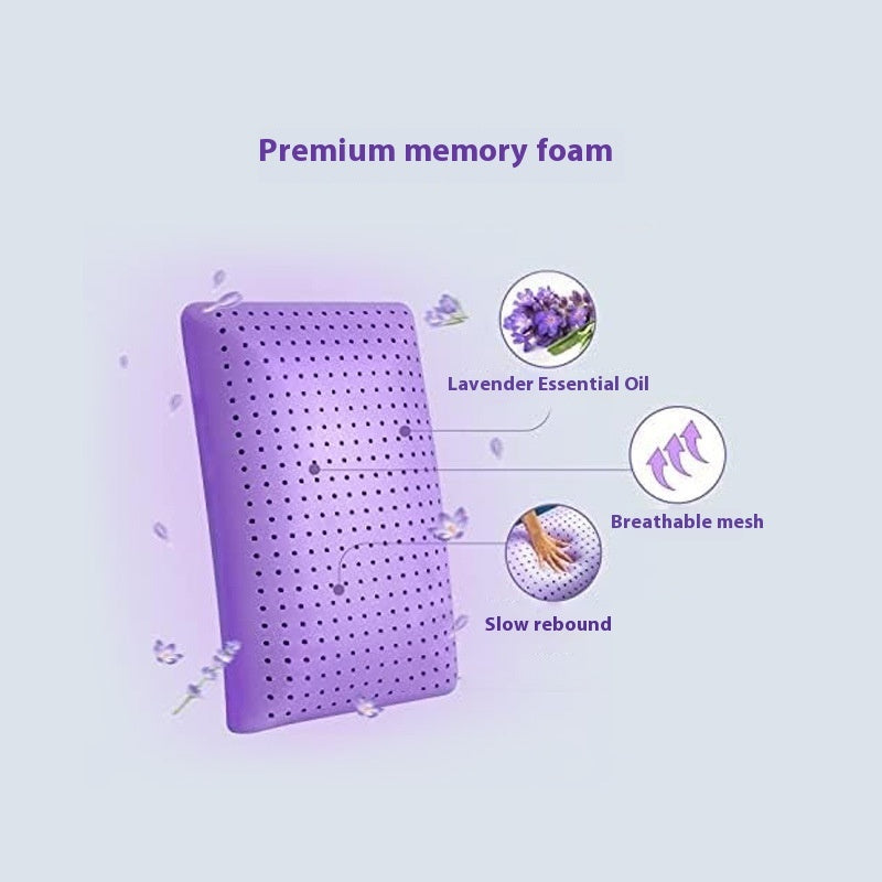 Lavender Memory Foam Breathable Ventilation Pillow for Sleep Comfort Dream Tech Sleep