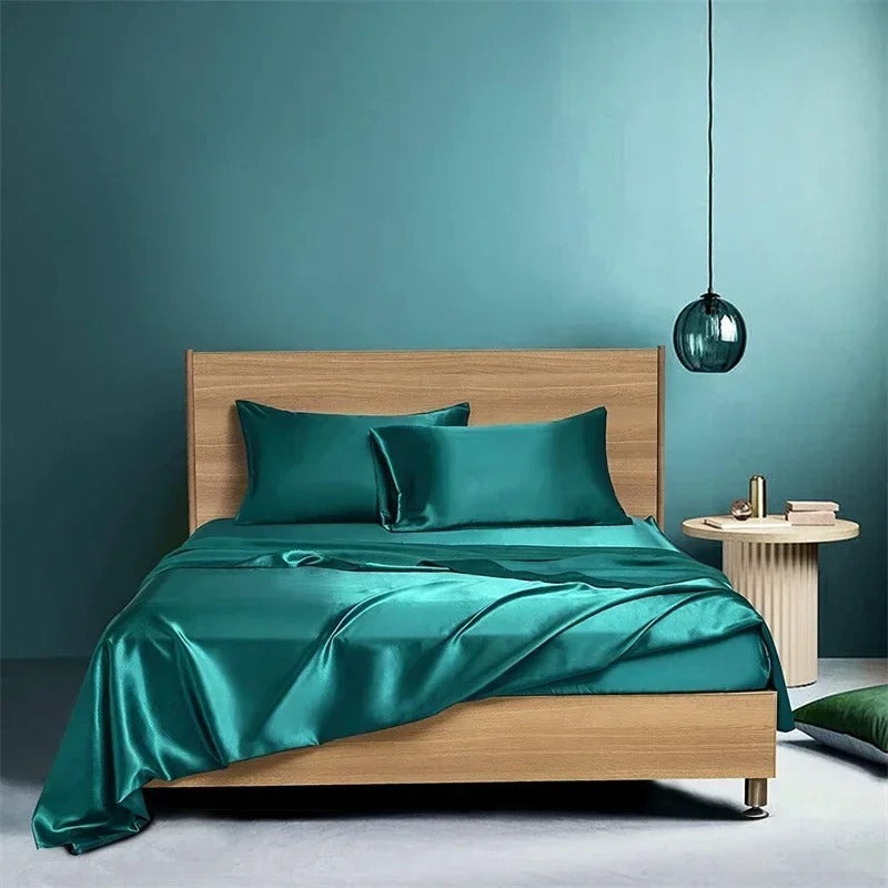 Four-piece Set Of Silk Bedding Sheets And Fitted Sheets Dream Tech Sleep