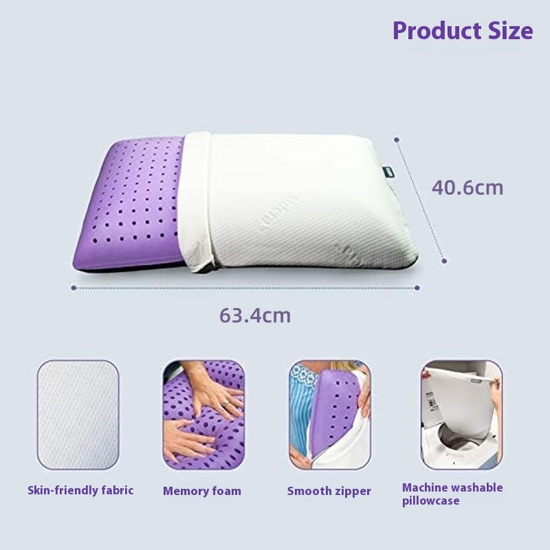 Lavender Memory Foam Breathable Ventilation Pillow for Sleep Comfort Dream Tech Sleep