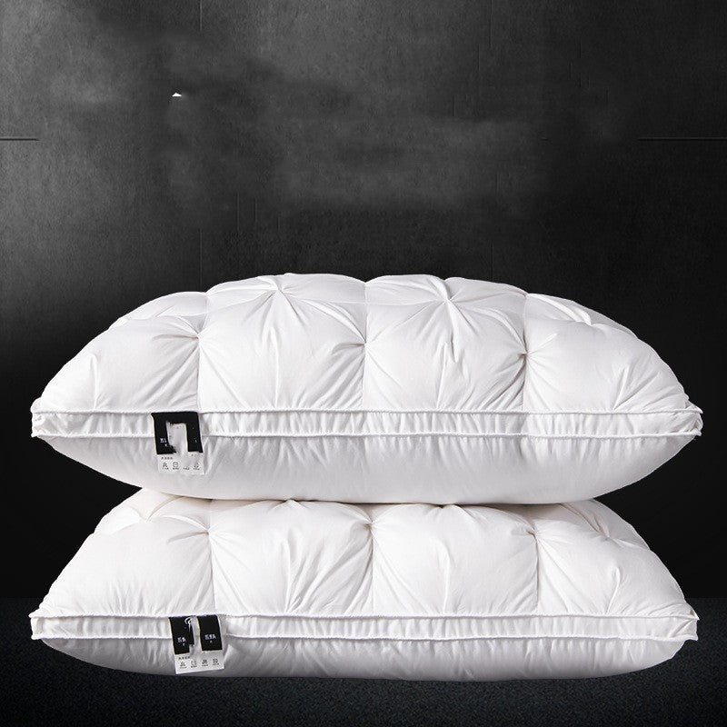 White Goose Down Pillow - Cotton Cover for Dormitory & Home  Dream Tech Sleep