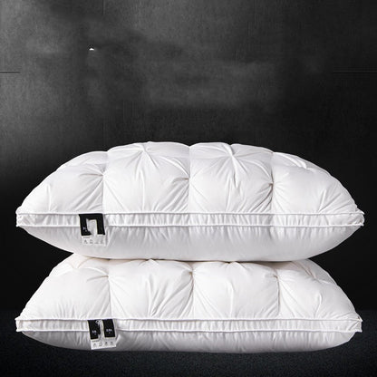White Goose Down Pillow - Cotton Cover for Dormitory & Home  Dream Tech Sleep