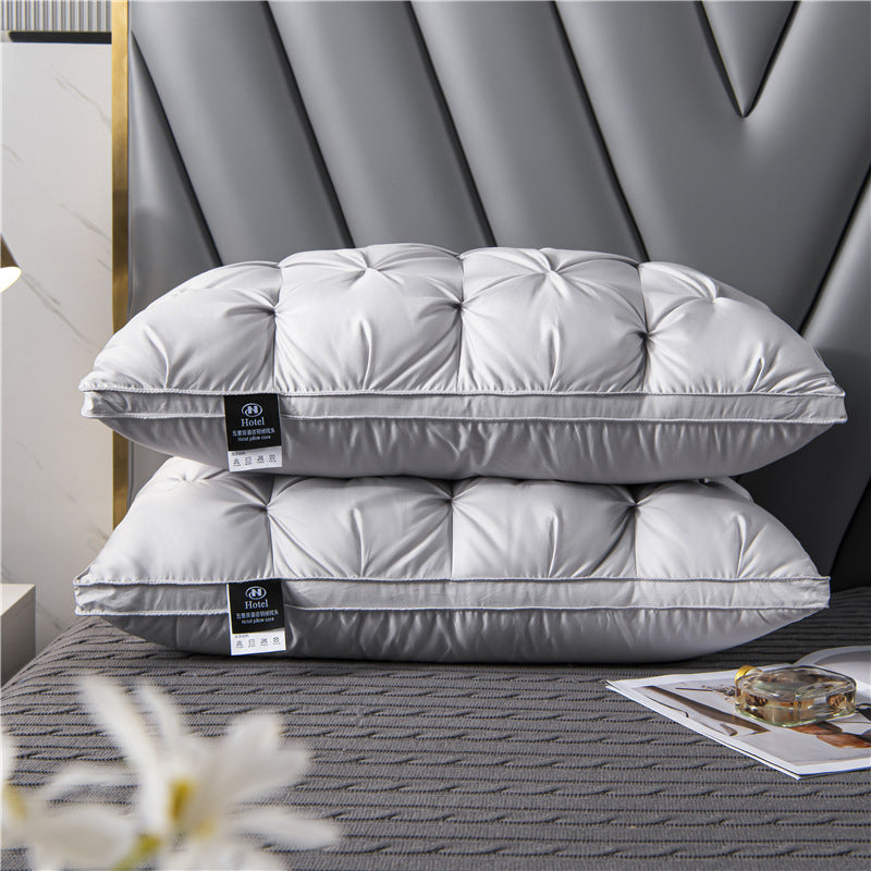 White Goose Down Pillow - Cotton Cover for Dormitory & Home  Dream Tech Sleep