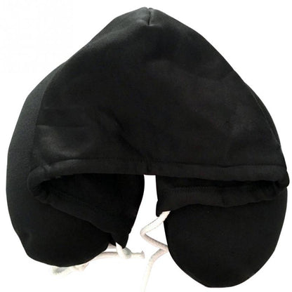 Adults Portable Solid U shaped Pillow Drawstring Microbeads soft Hooded Neck pillow for Trave  Dream Tech Sleep