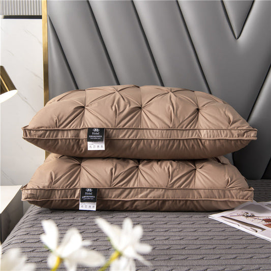 White Goose Down Pillow - Cotton Cover for Dormitory & Home  Dream Tech Sleep