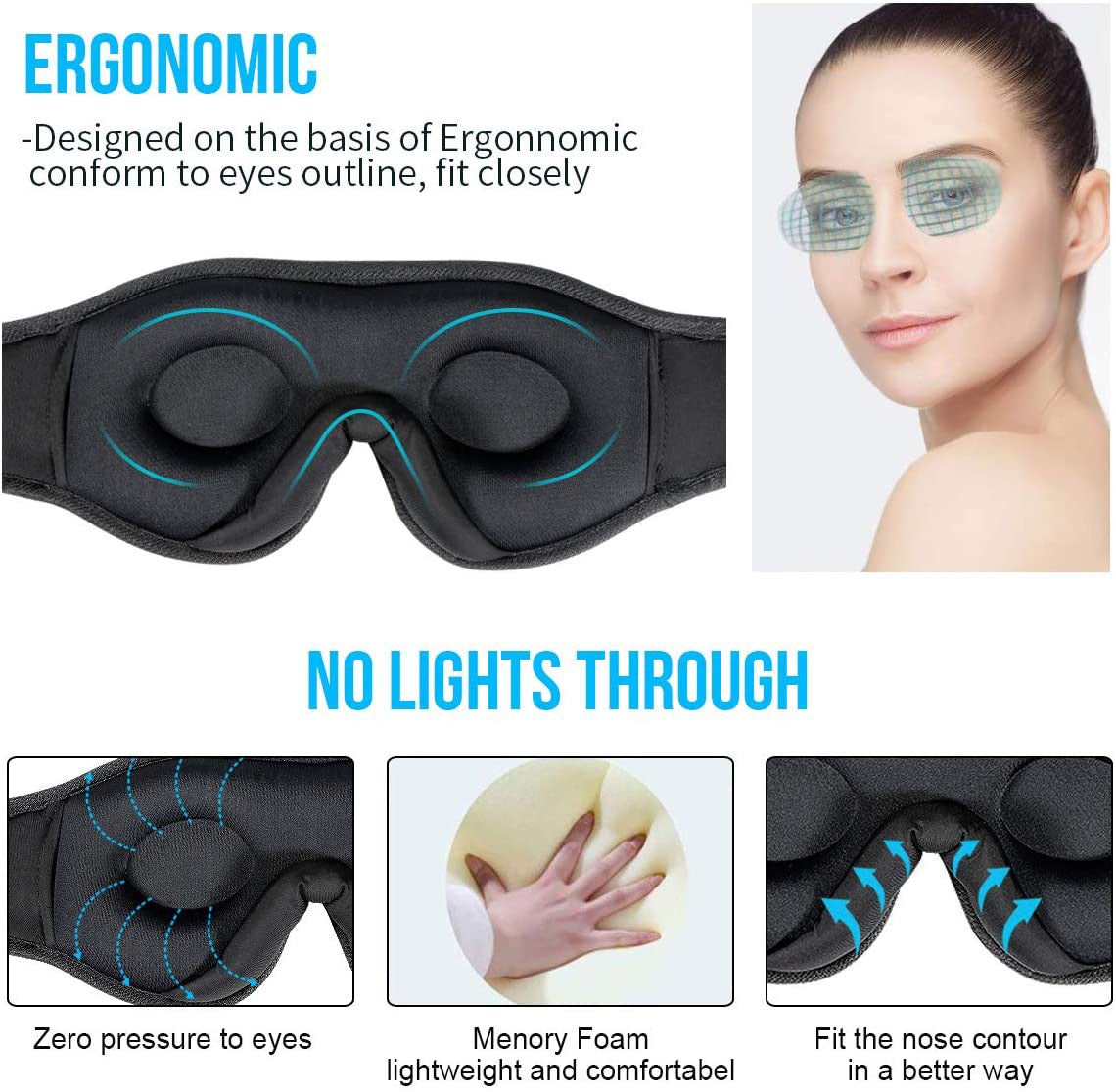 Wireless Call Stereo Music Blackout Sleep Eye Mask  Dream Tech Sleep