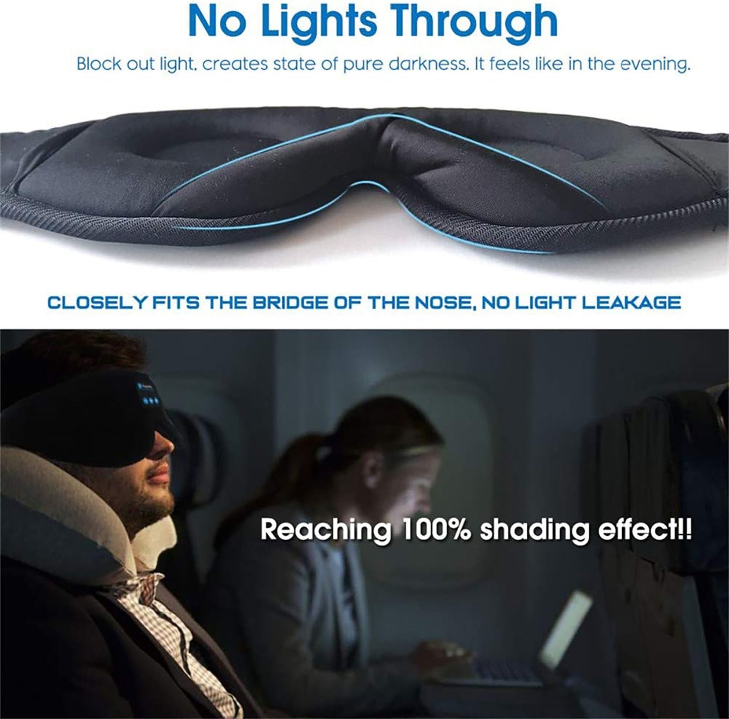 Wireless Call Stereo Music Blackout Sleep Eye Mask  Dream Tech Sleep