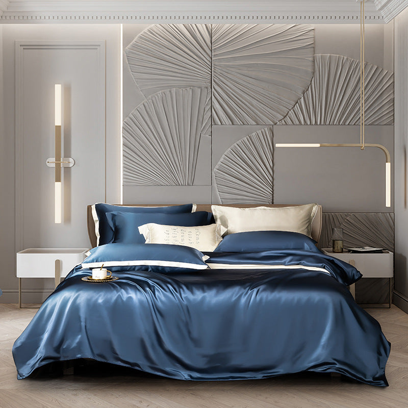 Solid Color Silk Four-piece Set Bed Sheet And Pillowcase Bedding  Dream Tech Sleep