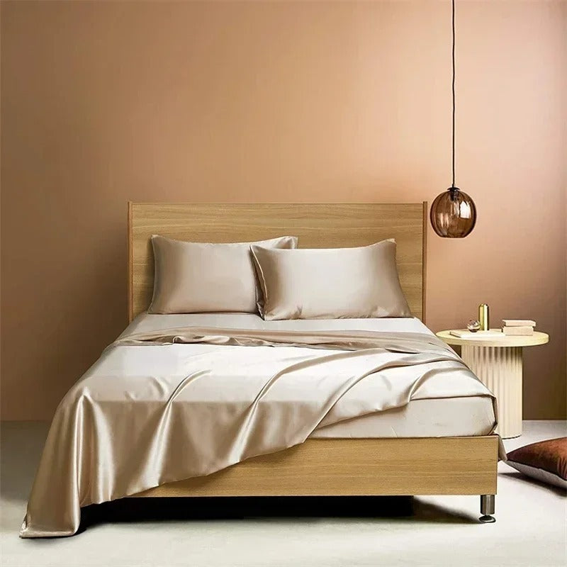 Four-piece Set Of Silk Bedding Sheets And Fitted Sheets  Dream Tech Sleep