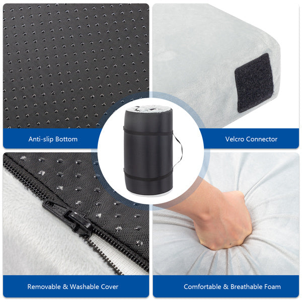 75 X 25 X 3in Memory Foam Short Plush Bed Grey Camping Mattress With Storage Bag With Pillow  Dream Tech Sleep