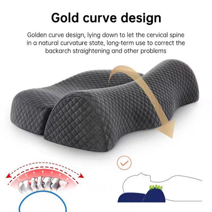 Bed Side Sleeping Pillow Neck Pain Relief Ergonomic Cervical Memory Foam Pillow  Dream Tech Sleep