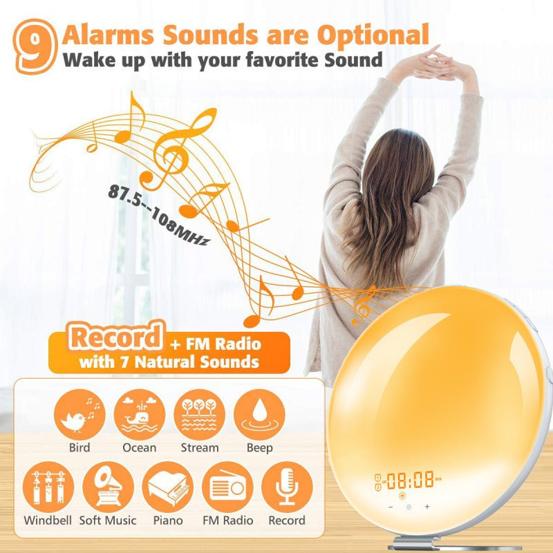 FM Radio Smart Alarm Clock | Sunrise & Sunset Simulation with Colorful Lights  Dream Tech Sleep