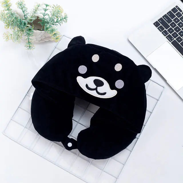 Cute Cartoon Animal Cotton Plush U Shape Neck Travel Hoodie  Dream Tech Sleep
