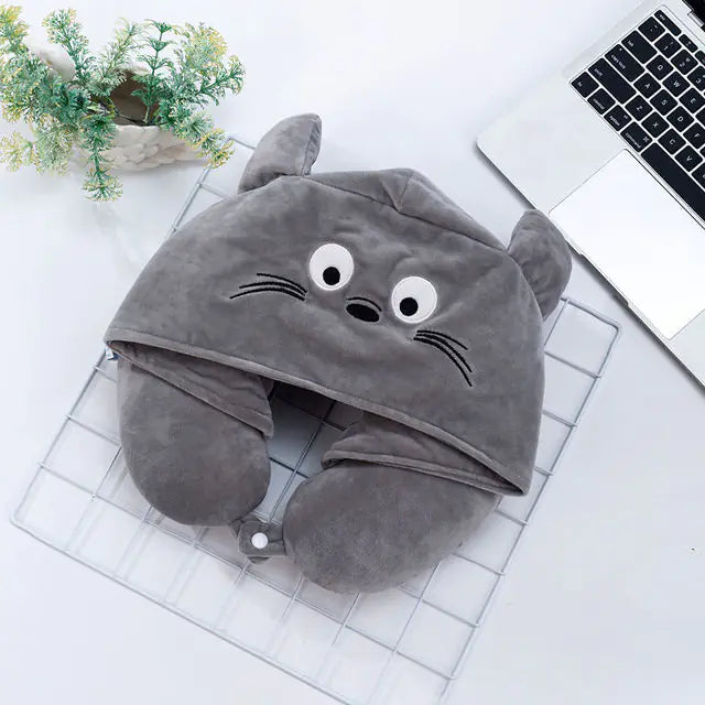 Cute Cartoon Animal Cotton Plush U Shape Neck Travel Hoodie  Dream Tech Sleep