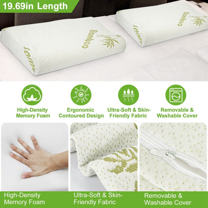 S-L Size Options -- 1Pc Bamboo Memory Foam Sleep Pillow Contoured Cervical Orthopedic Pillow Neck Support Breath Pillow  My Store