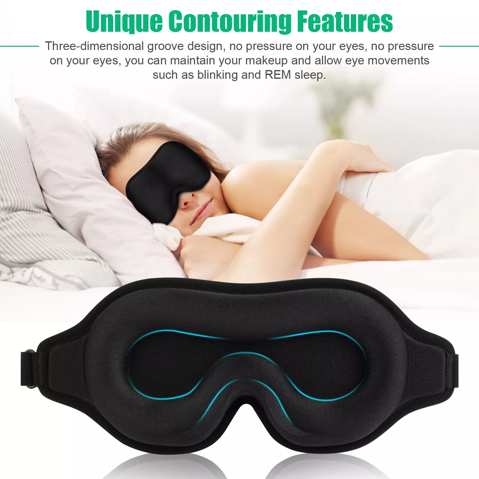 3D Travel Silk Eye Mask Sleeping Soft Padded Shade Cover Rest Relax Blindfold Men Women Night Sleeping Mask Cover Eye  Dream Tech Sleep
