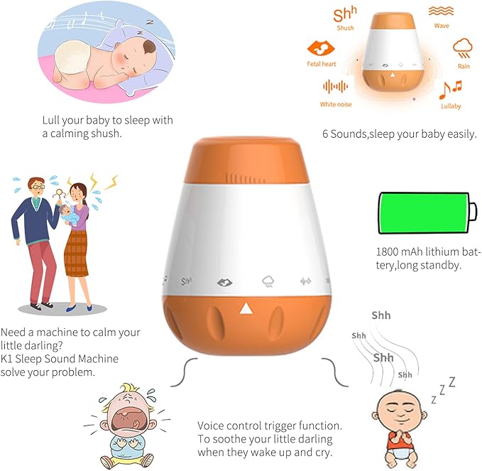 White Noise Baby Sleep Machine - Fast Sleep Instrument for Newborns  Dream Tech Sleep
