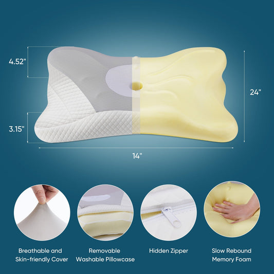 Ergonomic Foam Neck Pillow, Neck Support, Neck Protection Good Sleep  Dream Tech Sleep
