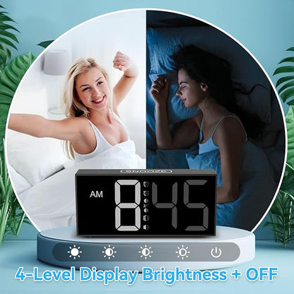 ORIA Vibrating Alarm Clock 7.5'' Large Display LED Clock Loud Alarm Clock with Bed Shaker for Heavy Sleepers Hearing Impaired  Dream Tech Sleep