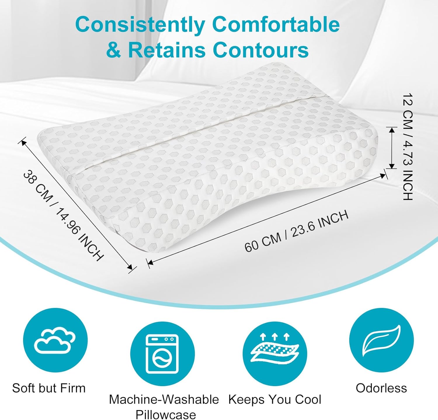 Odorless Contour CPAP Functional Pillow for Medical/Patient/Hospital Using Memory Foam Pillow  Dream Tech Sleep