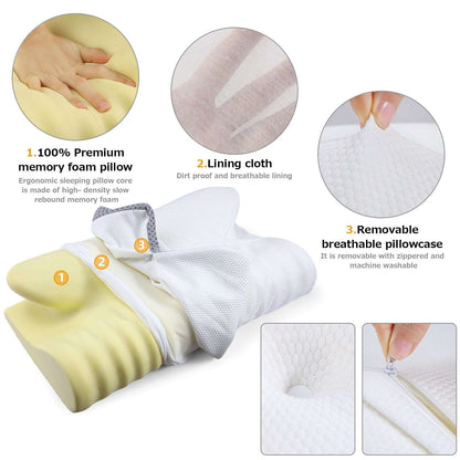 Contour Memory Foam Cervical Pillow | Ergonomic Orthopedic Design  Dream Tech Sleep