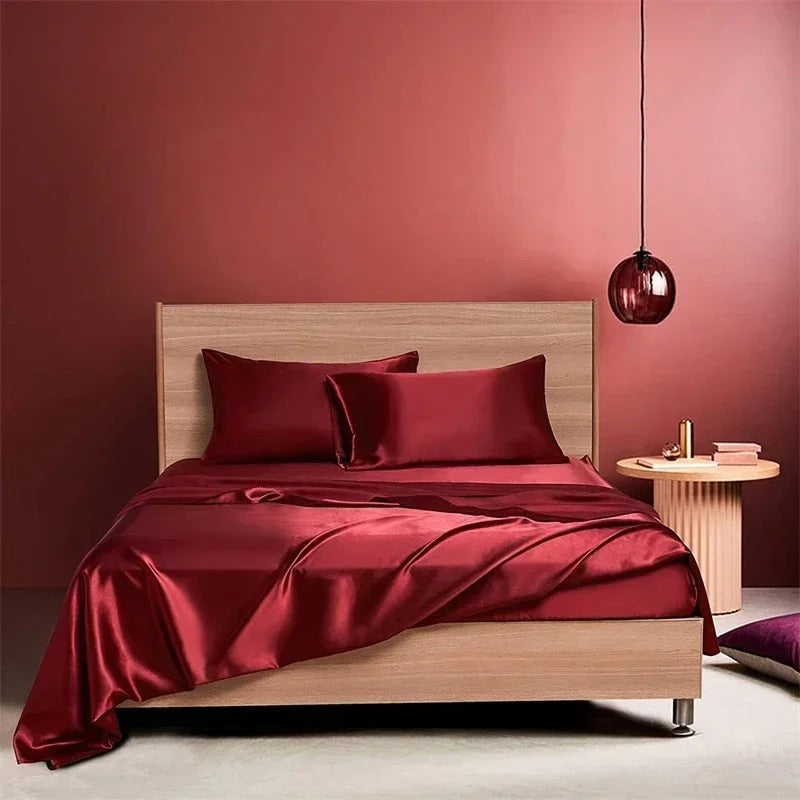 Four-piece Set Of Silk Bedding Sheets And Fitted Sheets  Dream Tech Sleep