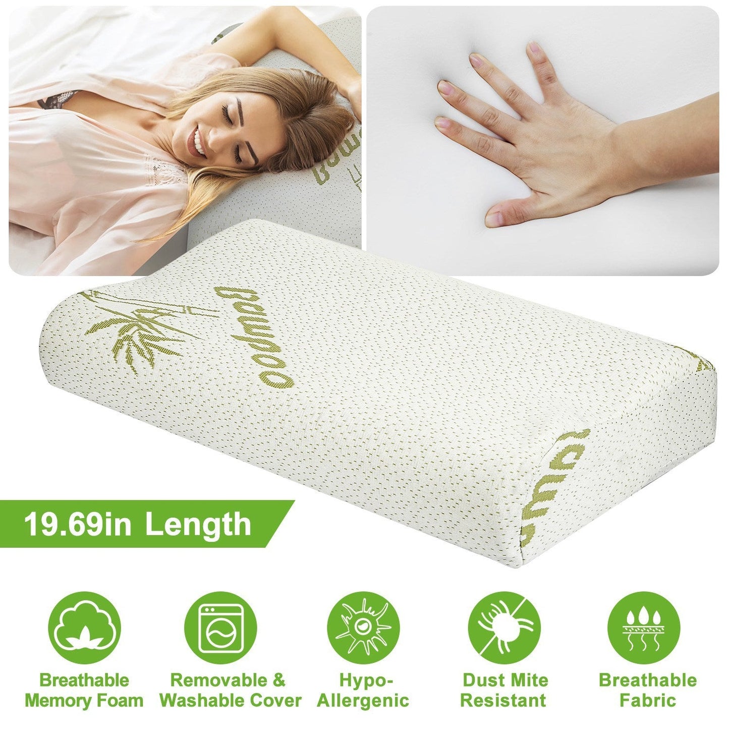 S-L Size Options -- 1Pc Bamboo Memory Foam Sleep Pillow Contoured Cervical Orthopedic Pillow Neck Support Breath Pillow  My Store