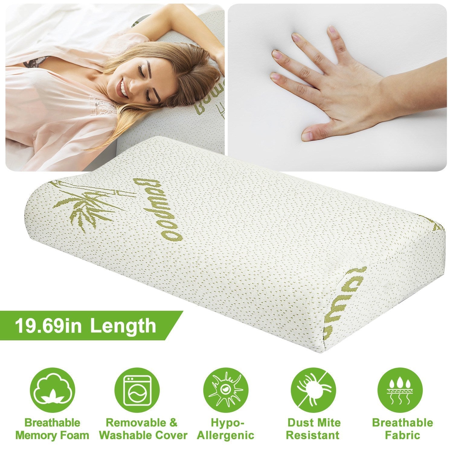 S-L Size Options -- 1Pc Bamboo Memory Foam Sleep Pillow Contoured Cervical Orthopedic Pillow Neck Support Breath Pillow  My Store