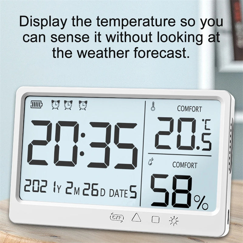 Rechargeable High-Precision Temperature & Humidity Meter Alarm Clock  Dream Tech Sleep