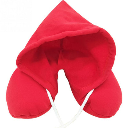Adults Portable Solid U shaped Pillow Drawstring Microbeads soft Hooded Neck pillow for Trave  Dream Tech Sleep