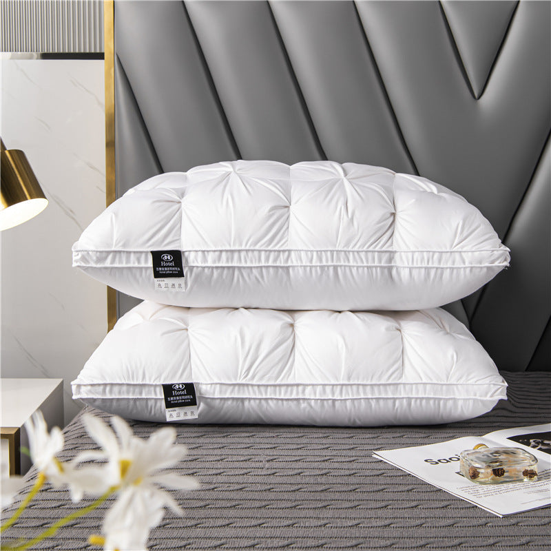 White Goose Down Pillow - Cotton Cover for Dormitory & Home  Dream Tech Sleep
