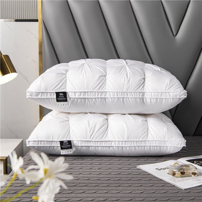 White Goose Down Pillow - Cotton Cover for Dormitory & Home  Dream Tech Sleep