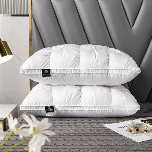 White Goose Down Pillow - Cotton Cover for Dormitory & Home  Dream Tech Sleep