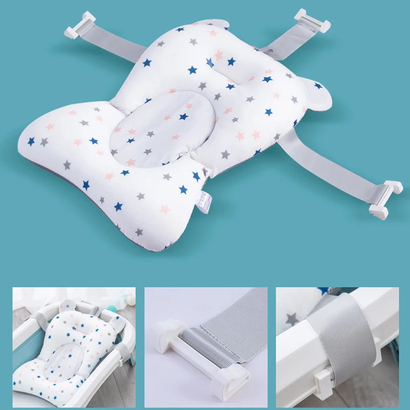 Baby Bath Seat Support Mat Infant Anti-Slip Soft Comfort Body Cushion Foldable Baby Bath Tub Pad Chair Newborn Bathtub Pillow  Dream Tech Sleep