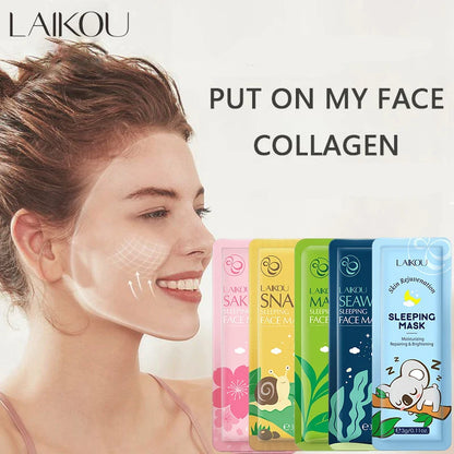 LAIKOU Sakura Seaweed & Snail Collagen Sleeping Mask - Nourishing & Repairing Skin Barrier  Dream Tech Sleep