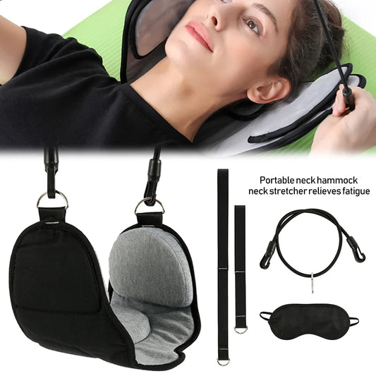 Portable Adults Neck Hammock Set Office Neck Rest Stretcher Relieves Travel Memory Foam Pillow + Mask Accessories Neck Hammock  Dream Tech Sleep