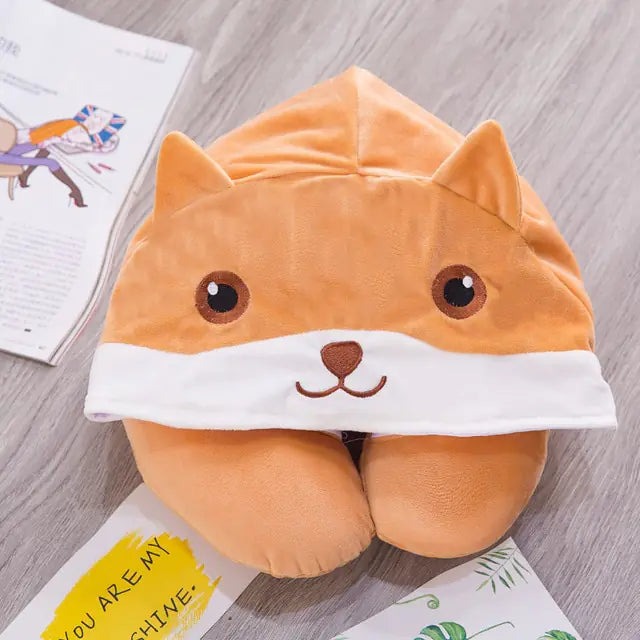 Cute Cartoon Animal Cotton Plush U Shape Neck Travel Hoodie  Dream Tech Sleep