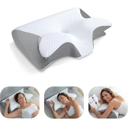 1pc Memory Foam Cervical Pillow, 2 in 1 Ergonomic Contour Orthopedic Pillow for Neck Pain, Contoured Support Pillows,Neck Pillow  Dream Tech Sleep