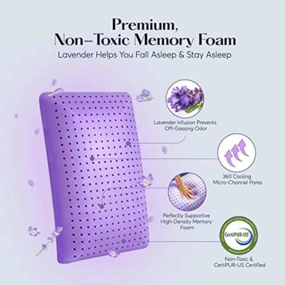 Memory Pillow Breathable Ventilated Perforat Sleeping Essential Lavender Oil Infused Cooling Pillow Neck Shoulder Back Support  Dream Tech Sleep