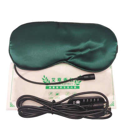 Silk Sleep Mask USB Heated Eye Cover – Warm Compress for Eye Therapy

