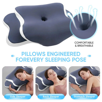 Memory Foam Pillow Cervical Pillow Neck Pain Relief Contour Ergonomic Orthopedic Neck Support for Side Back Stomach Sleeper Gift  Dream Tech Sleep