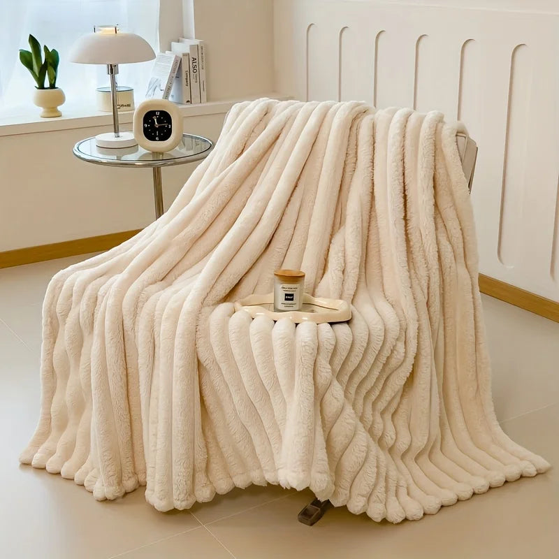 Luxurious Faux Rabbit Fur Throw Blanket - Soft, Warm & Cozy for Couch, Bed, Office, and Travel  My Store