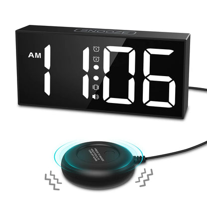 ORIA Vibrating Alarm Clock 7.5'' Large Display LED Clock Loud Alarm Clock with Bed Shaker for Heavy Sleepers Hearing Impaired  Dream Tech Sleep