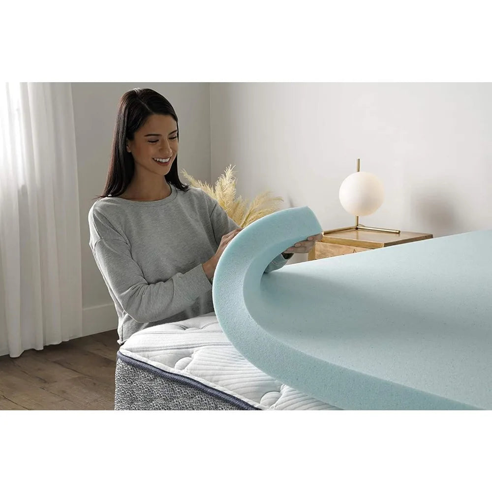 ThermaGel Cooling Memory Foam Mattress Topper | 3 Inch, King Size, Blue  Dream Tech Sleep