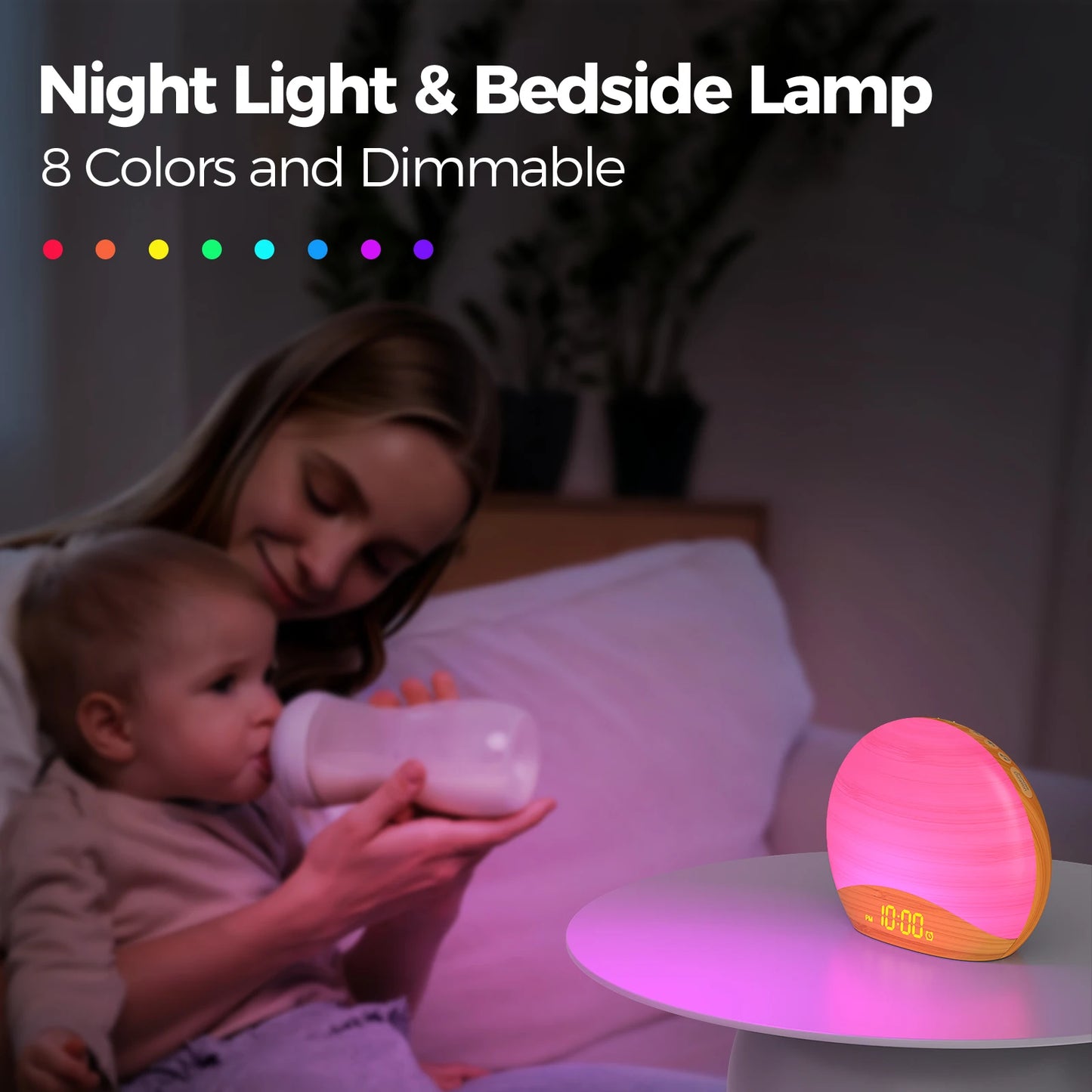 REACHER Wake Up Light Alarm Clock | Sunrise/Sunset, 8 Colors, 26 Sounds  Dream Tech Sleep