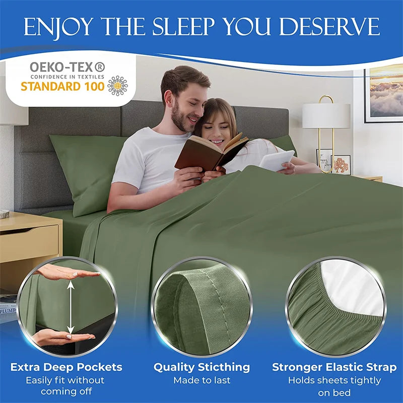 Organic Bamboo Bedding Set | Luxury Bed Sheets for Double, Queen, King Size  Dream Tech Sleep