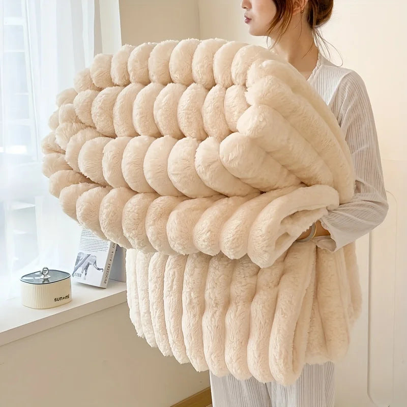 Luxurious Faux Rabbit Fur Throw Blanket - Soft, Warm & Cozy for Couch, Bed, Office, and Travel  My Store