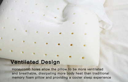 PurenLatex 60x40x10cm Orthopedic Cooling Pillow Memory Foam Pillow for Sleeping Back Sleeper & Side Sleeper Bedding Pillow  Dream Tech Sleep