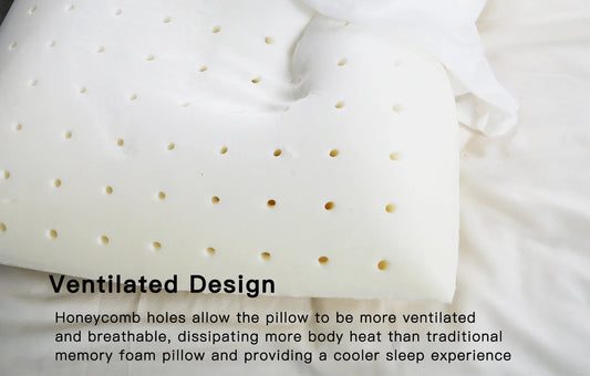 PurenLatex 60x40x10cm Orthopedic Cooling Pillow Memory Foam Pillow for Sleeping Back Sleeper & Side Sleeper Bedding Pillow  Dream Tech Sleep