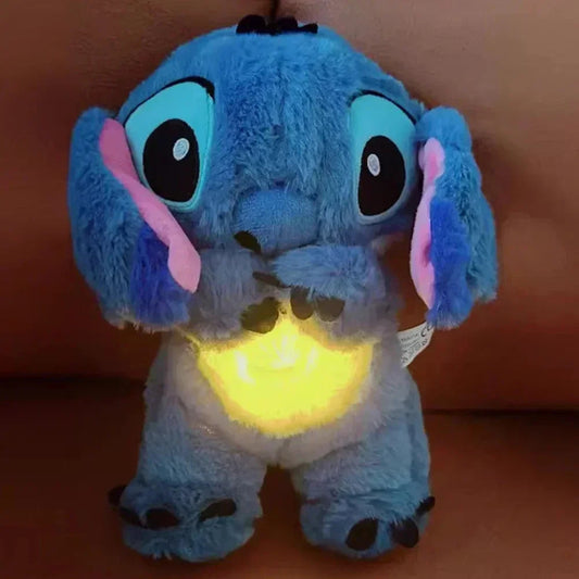 Kawaii Stitch Plush Doll Baby Sleeping Companion Sound Soothing Musical  Kawaii With Air Bag and Light Doll Breathing Toys Gifts  My Store