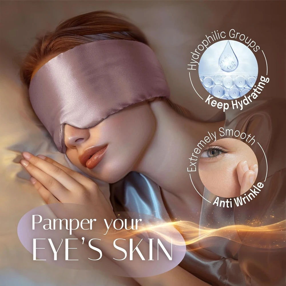 100% Mulberry Silk Sleeping Mask Eyepatch Blocking Light Eyemask Soft Padded Travel Sleeping Aid for Sleep Patch Slaapmasker  My Store